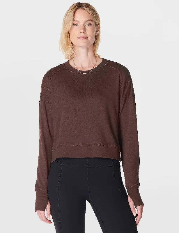 After Class Crop Sweatshirt - Cacao Brown