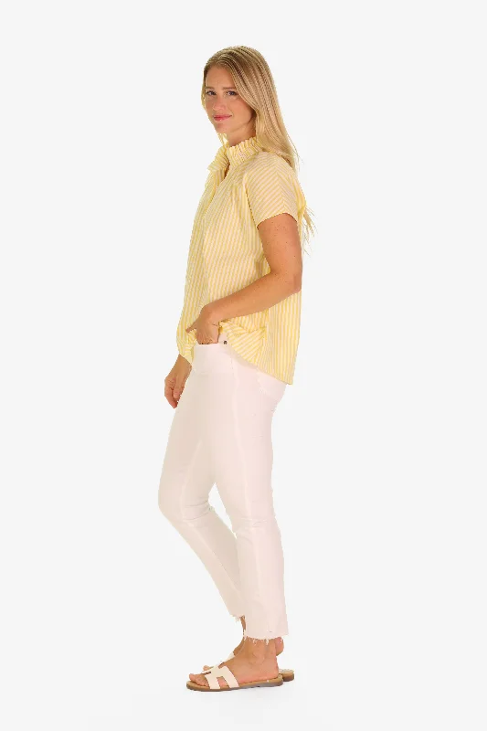 The Pepper Popover in Lemon Linen Stripe